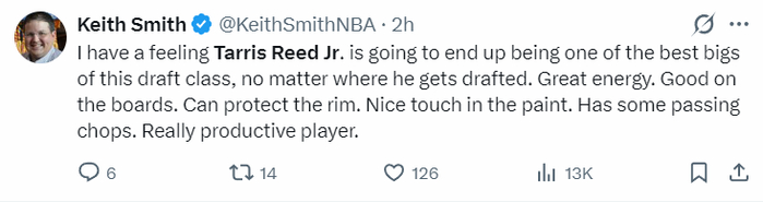 里德疯狂三月逆风翻盘成NBA选秀黑马